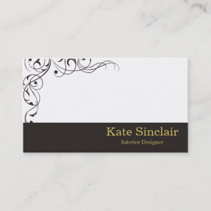Elegant Black and White Swirls Insida Designer Visitkort
