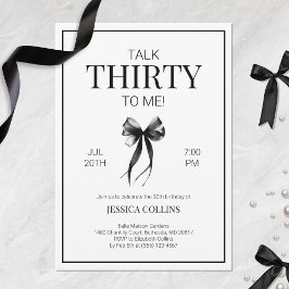 Elegant Black and White Talk 30 till Me Birthday Inbjudningar