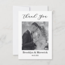 Elegant Black And White Thank You Wedding Card Tack Kort