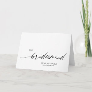 Elegant Black and White till min Bridesmaid Bröllo Kort