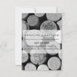 Elegant Black and White Vin Kork Bröllop-kort Inbjudningar