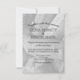 Elegant Black and White Vin Kork Bröllop-kort Inbjudningar