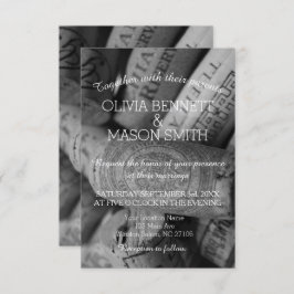 Elegant Black and White Vin Kork Bröllop-kort Inbjudningar