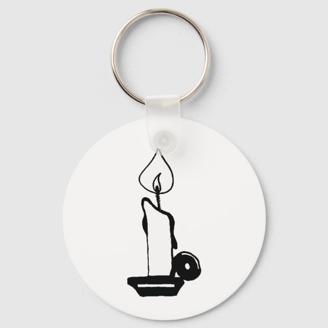 Elegant Black And White Vintage Burning Candle Nyckelring (Framsida)