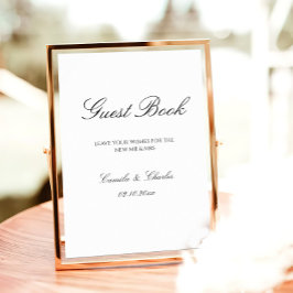 Elegant Black and White Wedding Guest Book  Poster