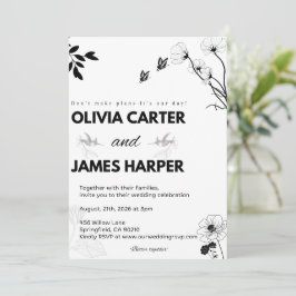 Elegant Black and White Wedding Invitation Inbjudningar