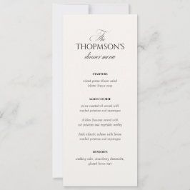 Elegant Black and White Wedding Menu Card Inbjudningar