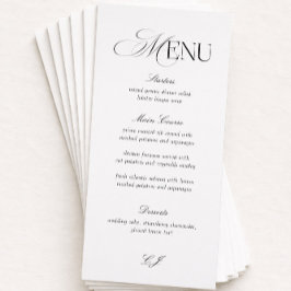 Elegant Black and White Wedding Menu Card Inbjudningar