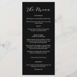 Elegant Black And White Wedding Menu  Meny