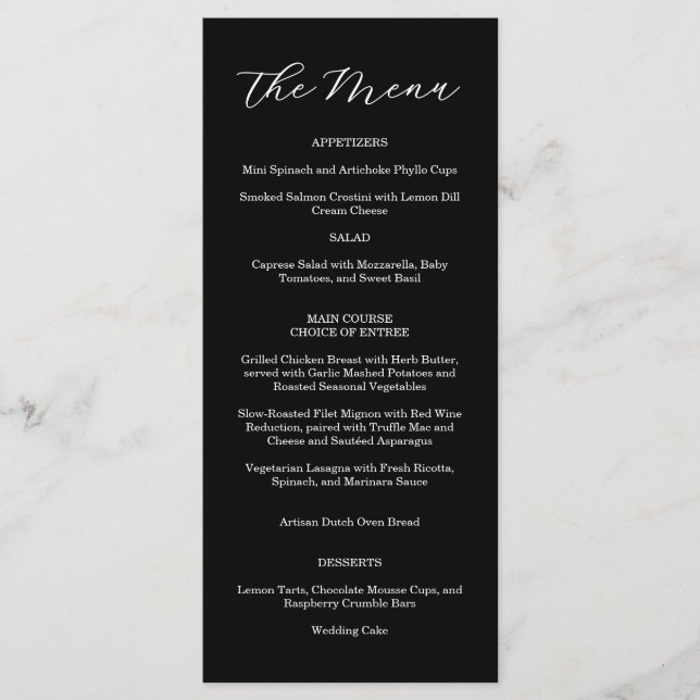 Elegant Black And White Wedding Menu  Meny (Framsida)