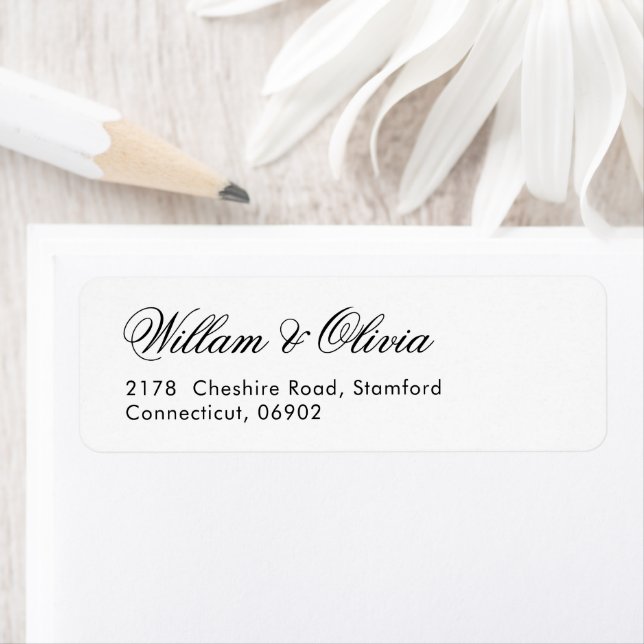 Elegant Black and White Wedding  Returadress Etikett (Insitu)