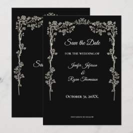 Elegant black and white wedding save the date meddelande