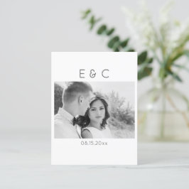 Elegant Black and White Your Photo Save Date V Meddelande Vykort