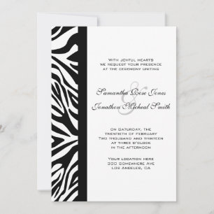 Elegant Black and White Zebra Personligt bröllp Inbjudningar