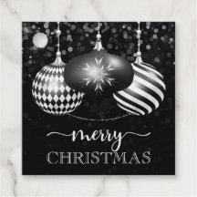 Elegant Black and Whtie Baubles God jul