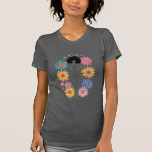 Elegant Black Angel Silhouette med Halo T Shirt