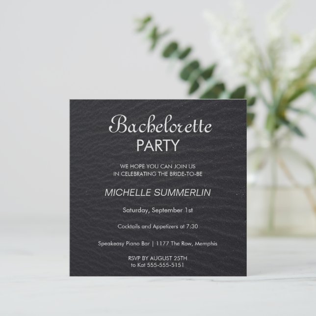 Elegant Black Bachelorette Party-inbjudan Inbjudningar (Stående Fram)