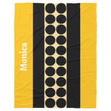 Elegant black  beige &  yellow dots monogram name