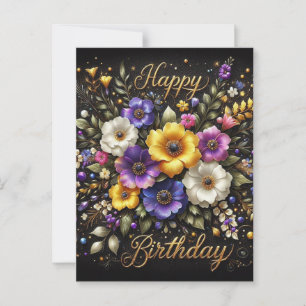 Elegant Black Birthday vyvykort Vykort