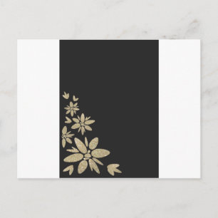 Elegant Black blank inbjudan med blommor från guld Vykort