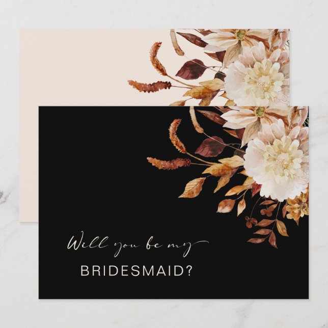 Elegant Black, blir du min Bridesmaid Frieri Inbjudningar (Fram/baksida)