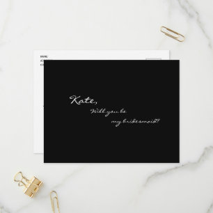 Elegant Black blir min inbjudan till Bridesmaid. Vykort