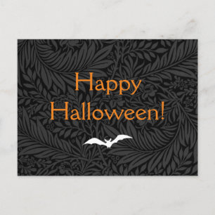 Elegant Black Blommigt Botanical Halloween Vykort