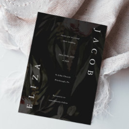 Elegant Black Blommigt Bröllop Inbjudningar