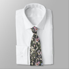 Elegant Black Blommigt Bröllop Necktie Slips