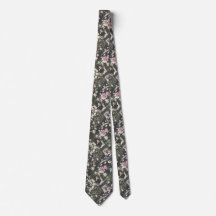 Elegant Black Blommigt Bröllop Necktie