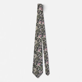 Elegant Black Blommigt Bröllop Necktie Slips