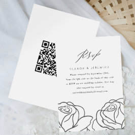 Elegant Black Blommigt Bröllop OSA med QR-kod