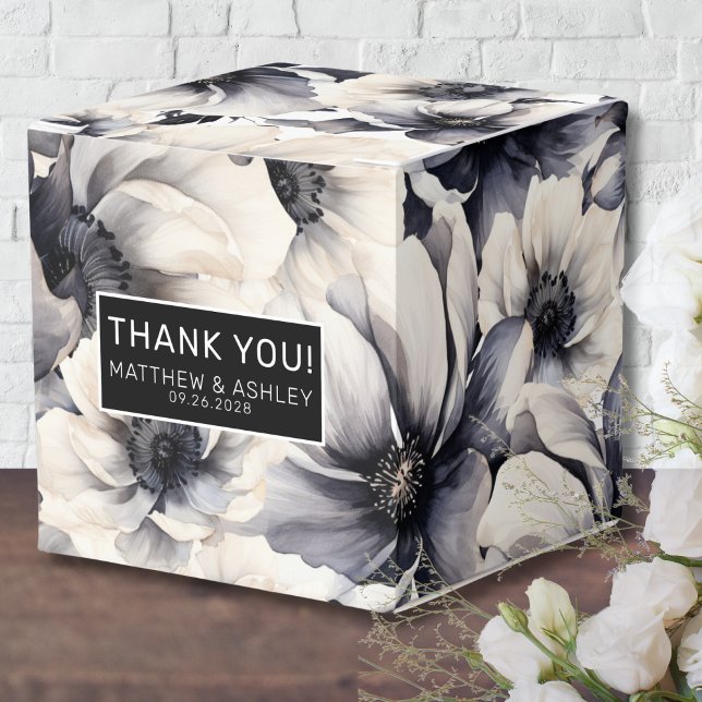 Elegant Black Blommigt Bröllop Presentaskar (Elegant Black Floral Wedding Favor Boxes)