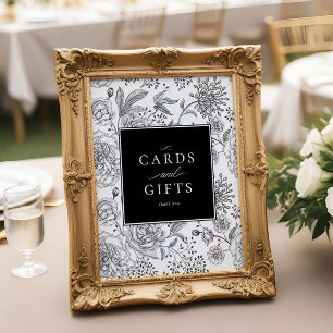 Elegant Black Blommigt Bröllopskort Gifts Sign Poster