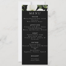 Elegant Black Blommigt Greenery Lily Menu Bröllop