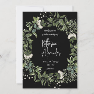 Elegant Black blommigt Lily bröllop Inbjudningar