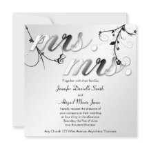 Elegant Black Blommigt Mrs. & Fru Wedding bjudande