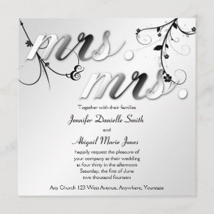Elegant Black Blommigt Mrs. & Fru Wedding bjudande Inbjudningar