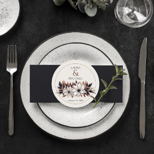 Elegant Black Blommigt Rust Underlägg Papper Rund