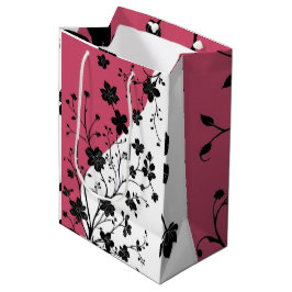 Elegant Black Blommigt Silhouette på Rosa och vit