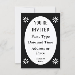 Elegant Black Blommigt Victorian Oval Inbjudningar