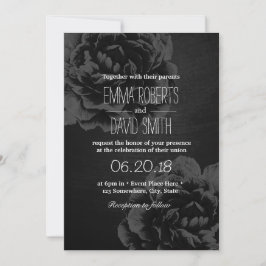 Elegant Black Blommigt Vintage bröllop Inbjudningar