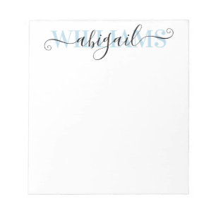 Elegant Black Blue Calligraphy-skript Namn Anteckningsblock