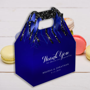 Elegant Black Blue Glitter Dricks Police Bröllop Presentaskar