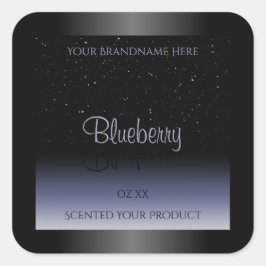 Elegant Black Blue Gradient Product Labels Glitter Fyrkantigt Klistermärke