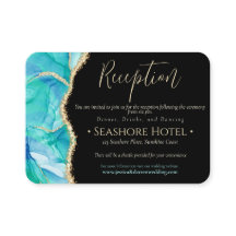 Elegant Black Blue Guld Glitter Watercolor Bröllop