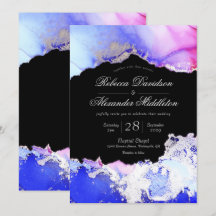 Elegant Black Blue Lila Silver Forme Bröllop