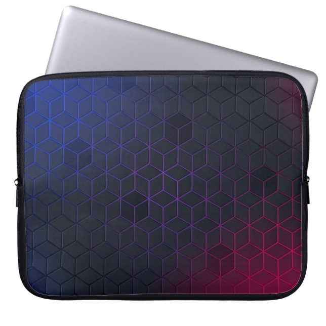 Elegant Black-Blue-Red Geometric Mönster Laptop Fodral (Framsidan)