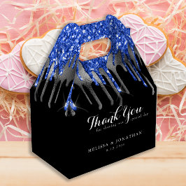 Elegant Black Blue Silver Glitter Drivers Bröllop Presentaskar