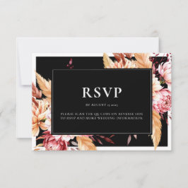 Elegant Black Boho Chic Blommigt Bröllop OSA Kort